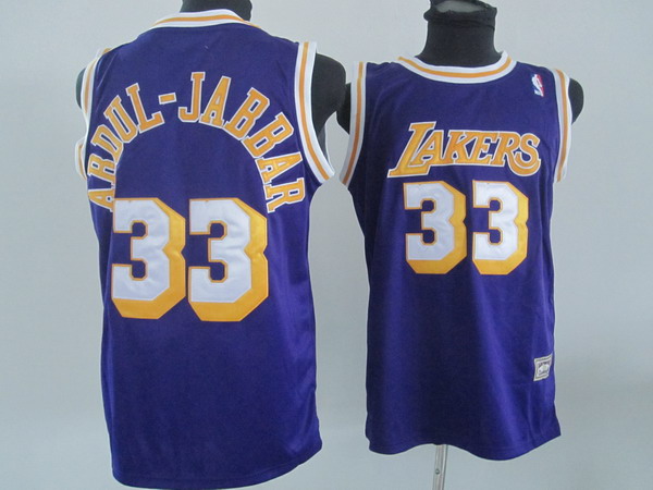 NBA Los Angeles Lakers 33 Abdul Jabbar Authentic Purple Throwback Jersey